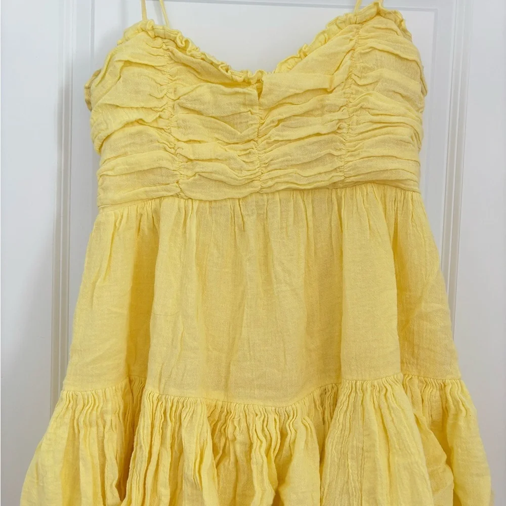 Yellow Ruffled Mini Dress - Picture 3 of 7